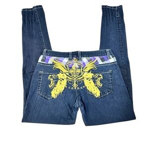 Royal Underground Embroidered Statement Jeans Low Rise Y2K Denim 9